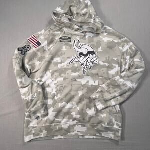 Nike NFL Vikings Salute To Service Hoodie Men’s Large Camo Military Tribute Logo